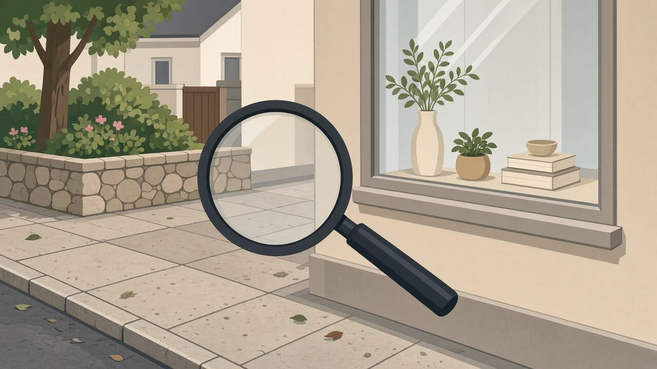 A magnifying glass over a suburban shopfront