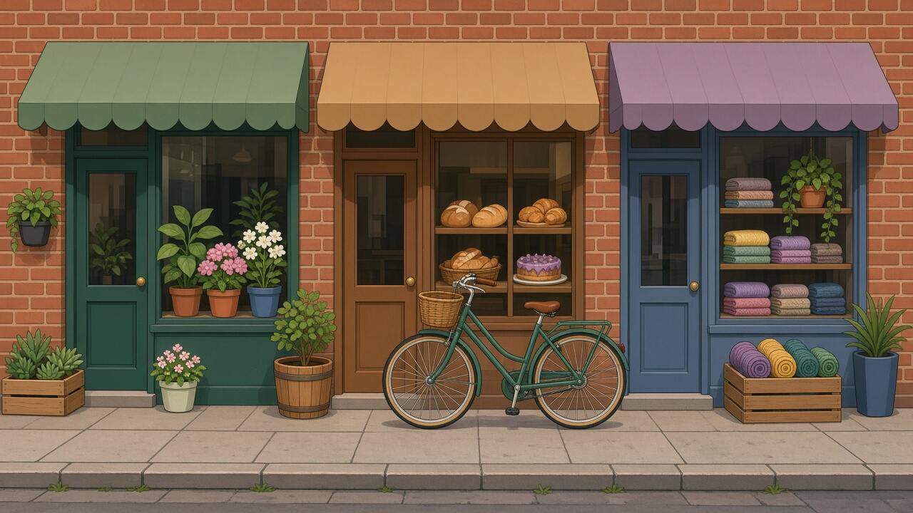 A row of small shops on a local parade